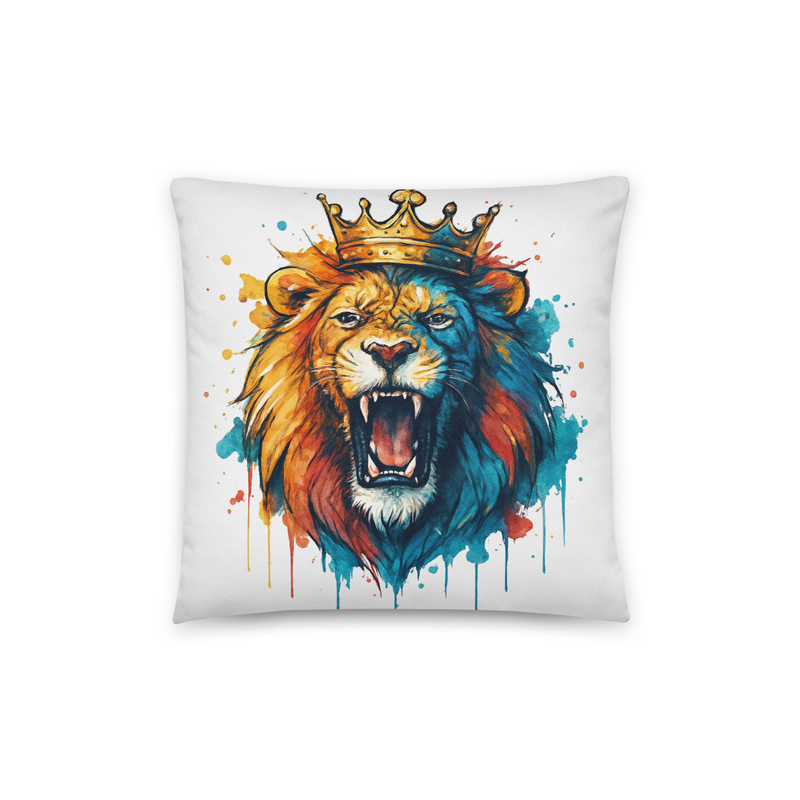 Cotton pillow Roaring Royal Lion Watercolor Splash-Original