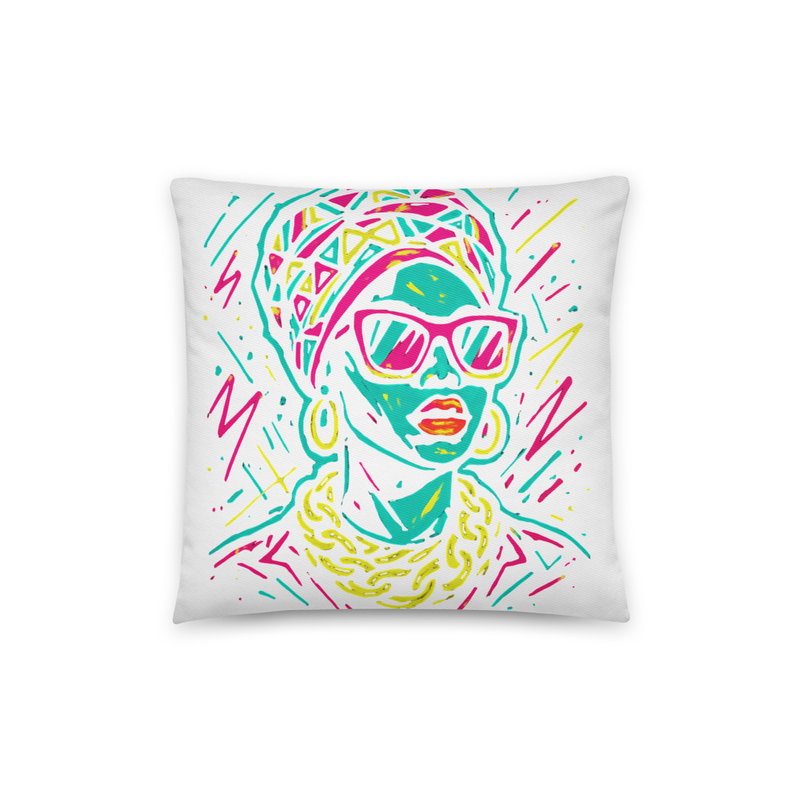 Cotton pillow Neon Queen_ Vibrant Afro Streetwear Glow-Original