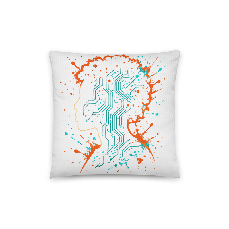 Cotton pillow Afro-Futurist Circuit Silhouette Splash-Original