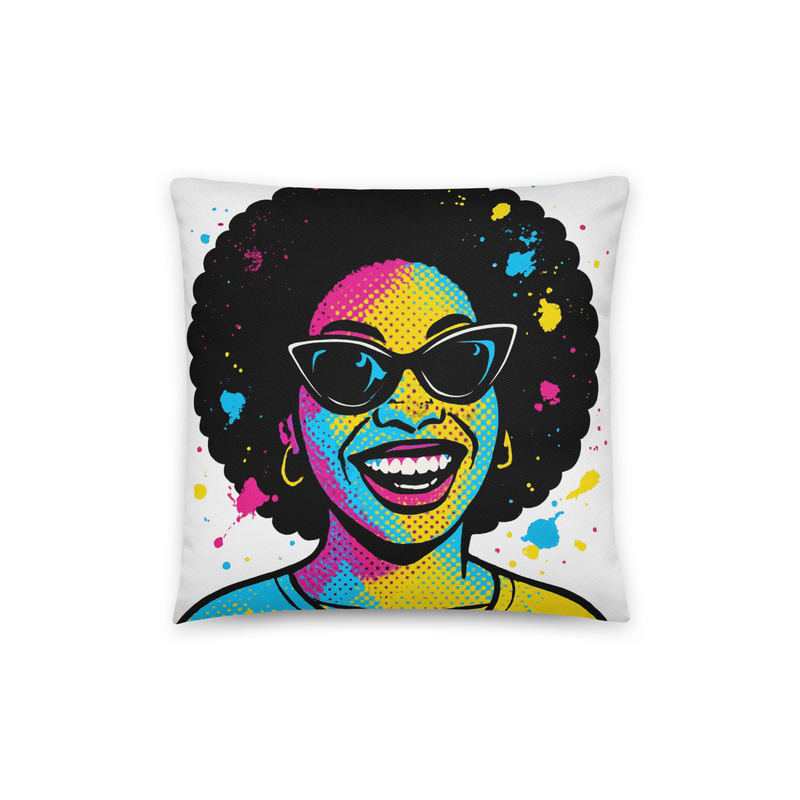 Cotton pillow Vibrant Afro Pop-Art Woman with Cat-Eye Shades-Original