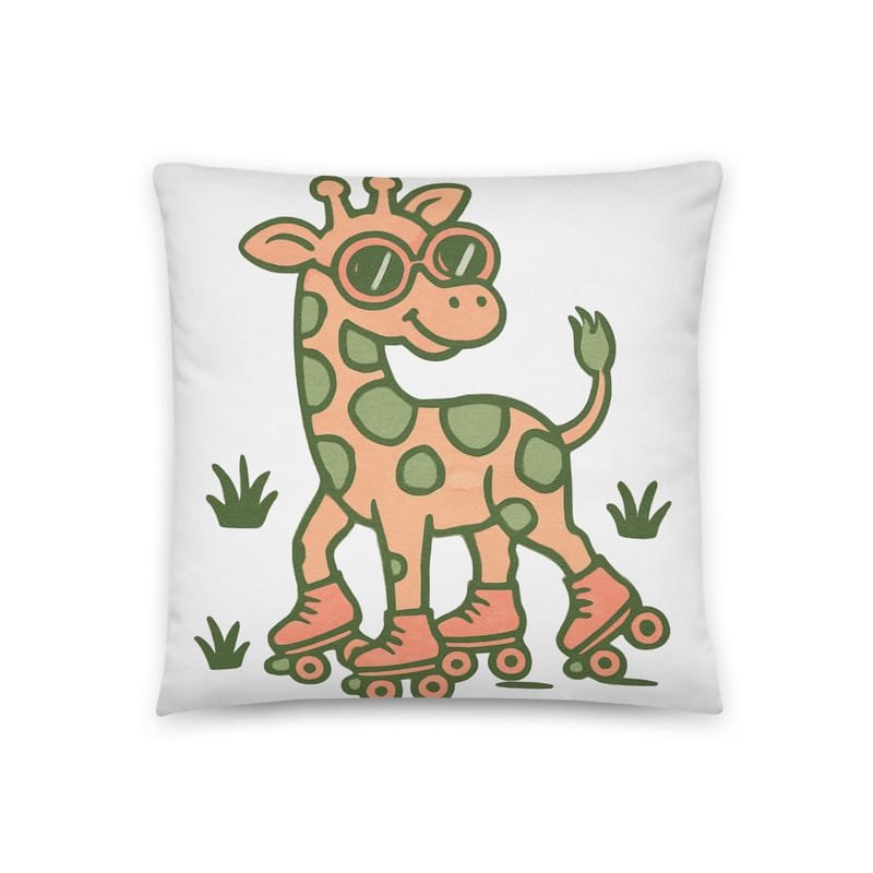Cotton pillow Groovy Giraffe on Roller Skates with Round Shades-Original - Image 2