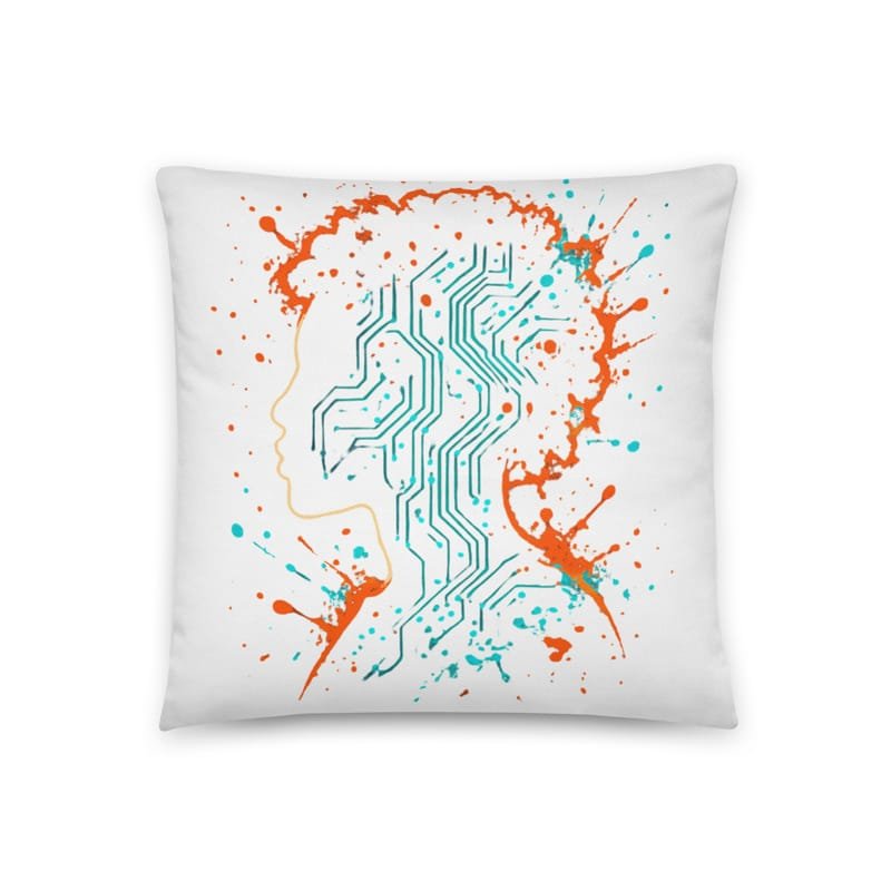 Cotton pillow Afro-Futurist Circuit Silhouette Splash-Original - Image 2
