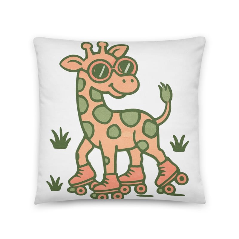 Cotton pillow Groovy Giraffe on Roller Skates with Round Shades-Original - Image 3