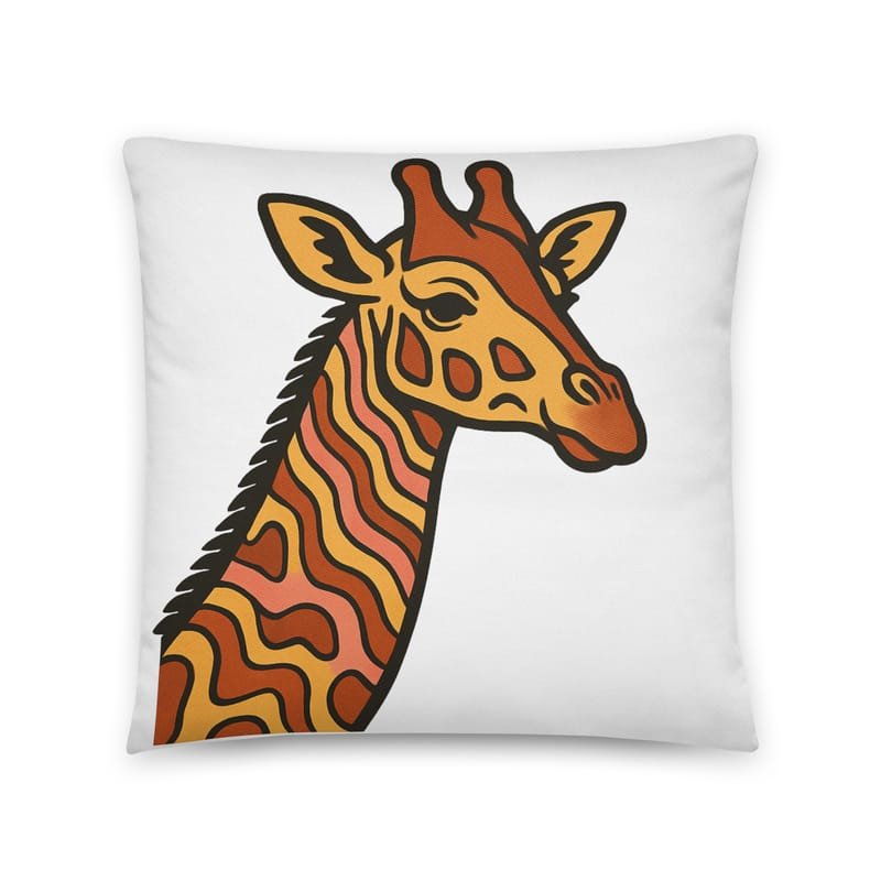 Cotton pillow Psychedelic 70s Giraffe with Wavy Warm Stripes-Original - Image 3