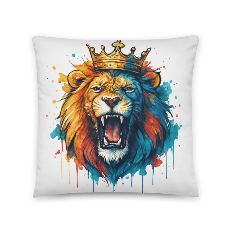 Cotton pillow Roaring Royal Lion Watercolor Splash-Original - Image 3