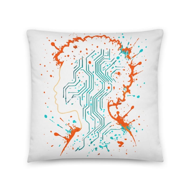 Cotton pillow Afro-Futurist Circuit Silhouette Splash-Original - Image 3