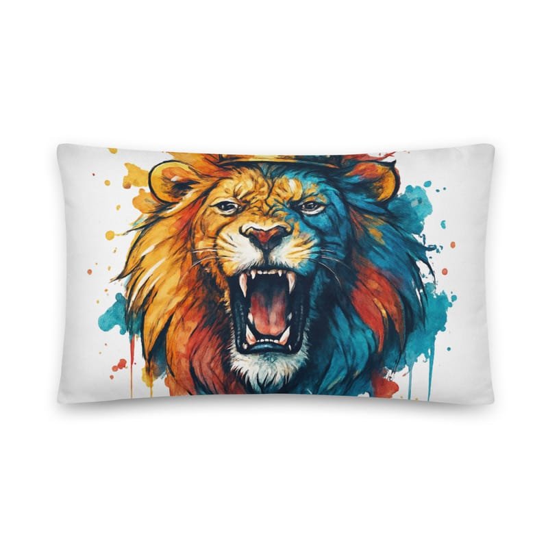 Cotton pillow Roaring Royal Lion Watercolor Splash-Original - Image 5