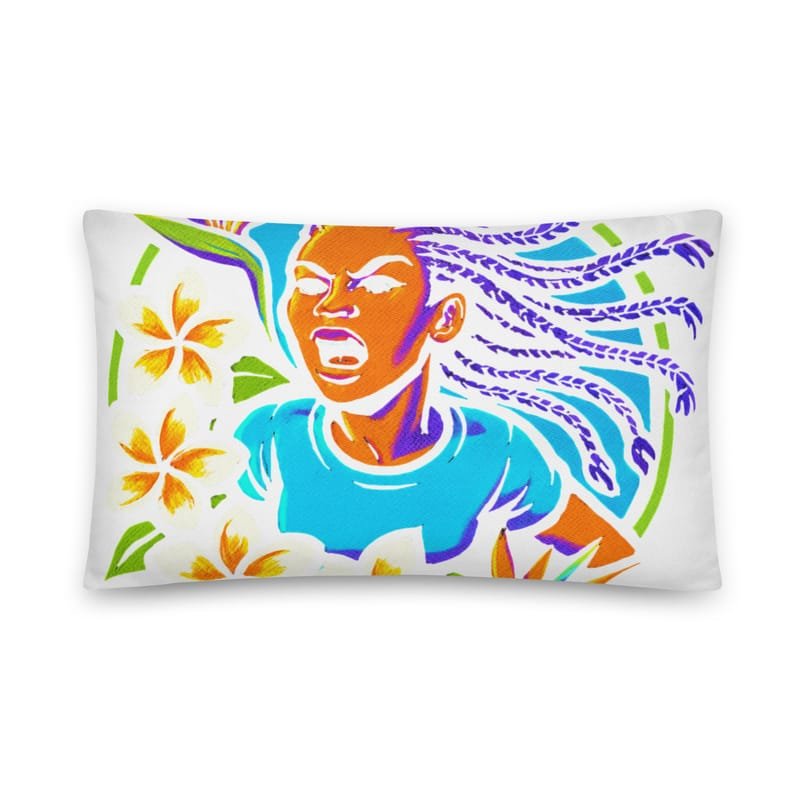 Cotton pillow Fierce Woman Bursting Through Tropical Blooms-Original - Image 5