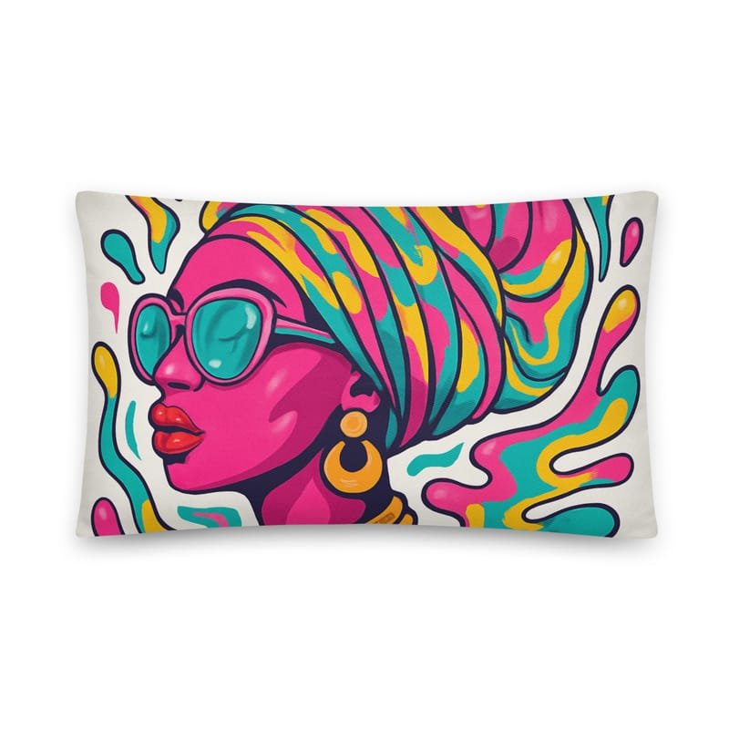 Cotton pillow Psychedelic African Queen with Spiraling Headwrap - Image 5