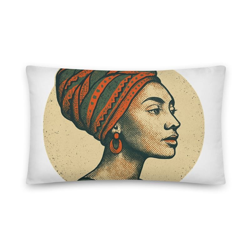 Cotton pillow Poised Lady in Vibrant African Wax Turban-Original - Image 5