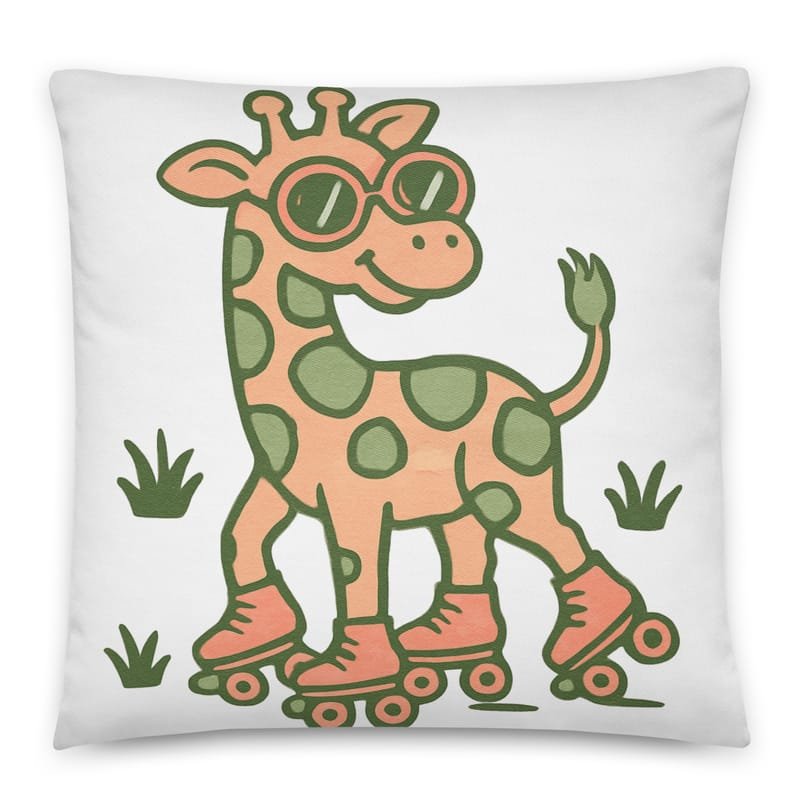 Cotton pillow Groovy Giraffe on Roller Skates with Round Shades-Original - Image 4