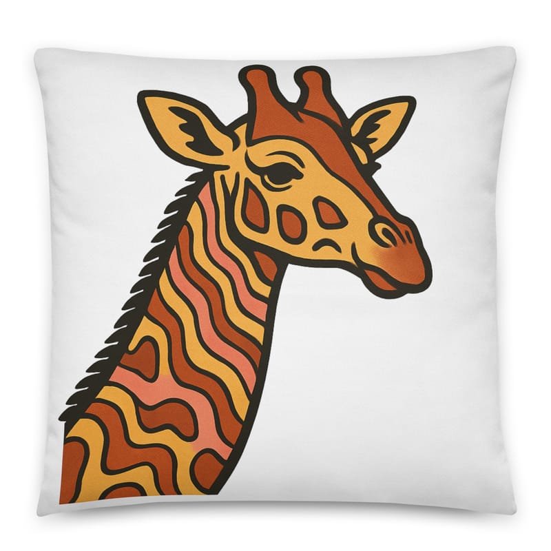 Cotton pillow Psychedelic 70s Giraffe with Wavy Warm Stripes-Original - Image 4