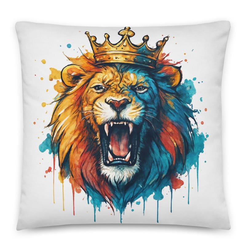 Cotton pillow Roaring Royal Lion Watercolor Splash-Original - Image 4