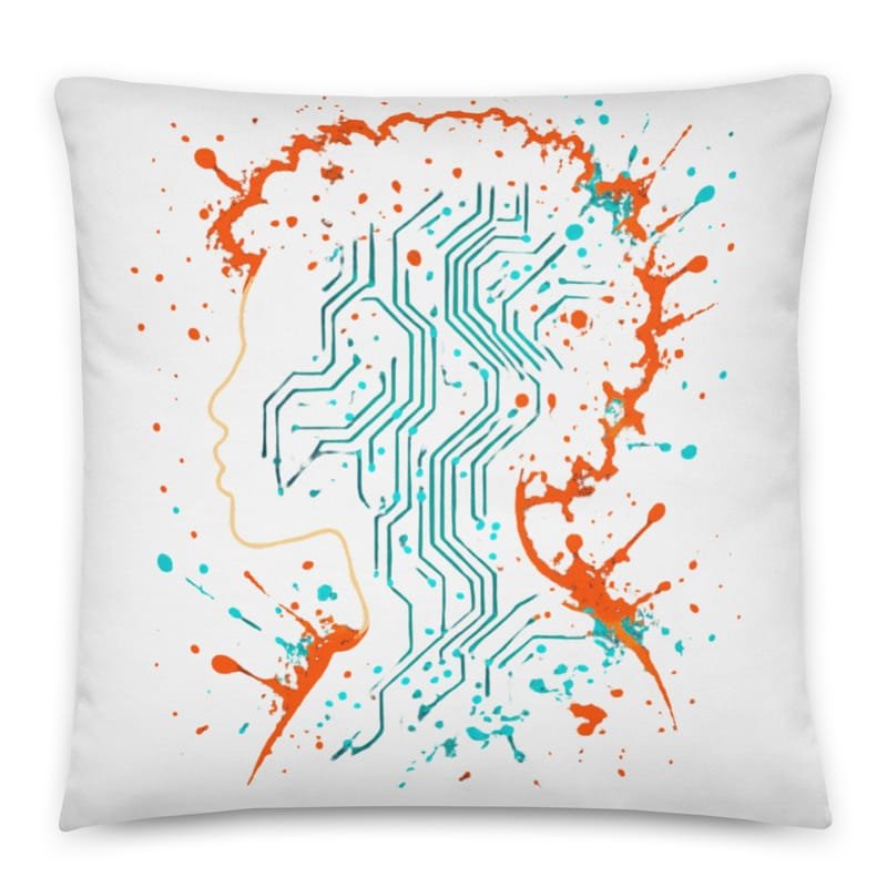 Cotton pillow Afro-Futurist Circuit Silhouette Splash-Original - Image 4