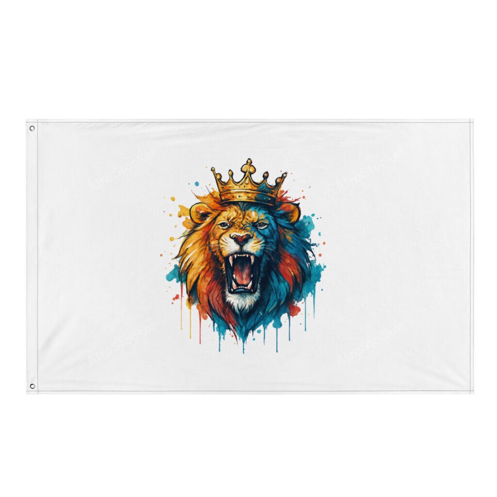 Flag Roaring Royal Lion Watercolor Splash-Original