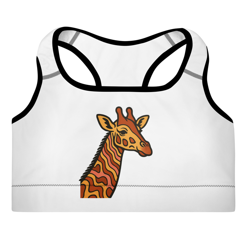 Padded Sports Bra Psychedelic 70s Giraffe with Wavy Warm Stripes-Original