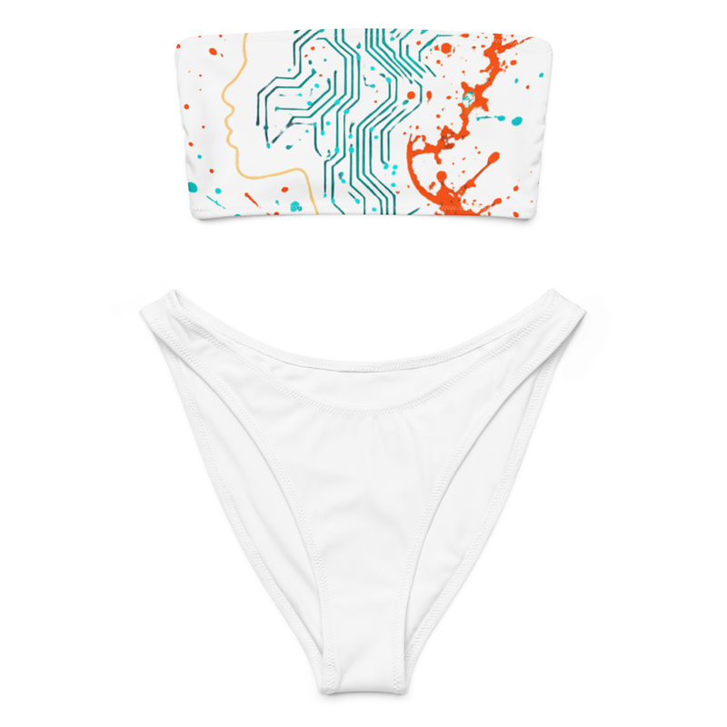 Recycled bandeau bikini Afro-Futurist Circuit Silhouette Splash-Original