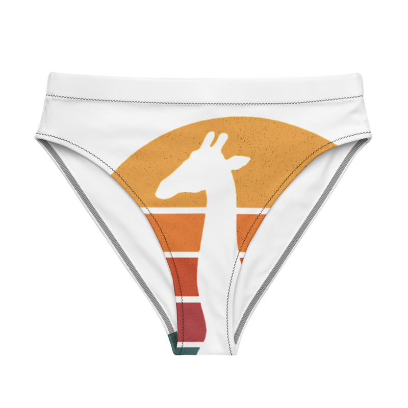 Recycled high-waisted bikini bottom mystic-design-Giraffe-Silhouette-Original