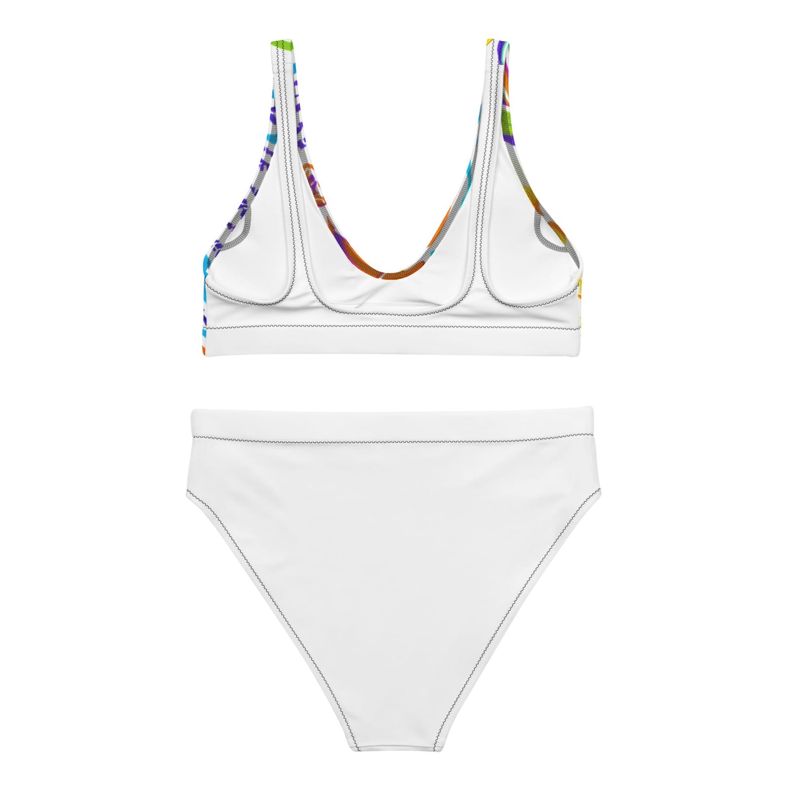 Recycled high-waisted bikini Fierce Woman Bursting Through Tropical Blooms-Original - Image 2