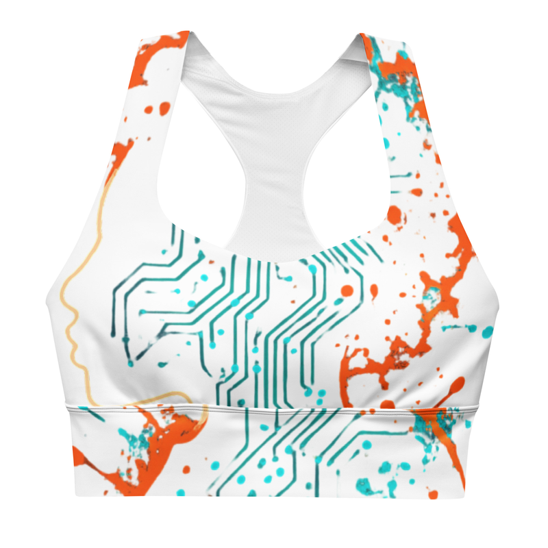 Recycled Longline Sports Bra Afro-Futurist Circuit Silhouette Splash-Original