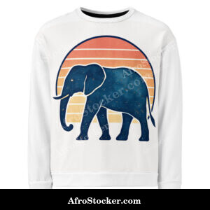 Unisex Sweatshirt Starry Blue Elephant Retro Sunset Silhouette