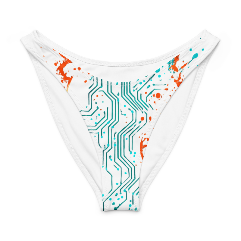 Recycled V-cut bikini bottom Afro-Futurist Circuit Silhouette Splash-Original