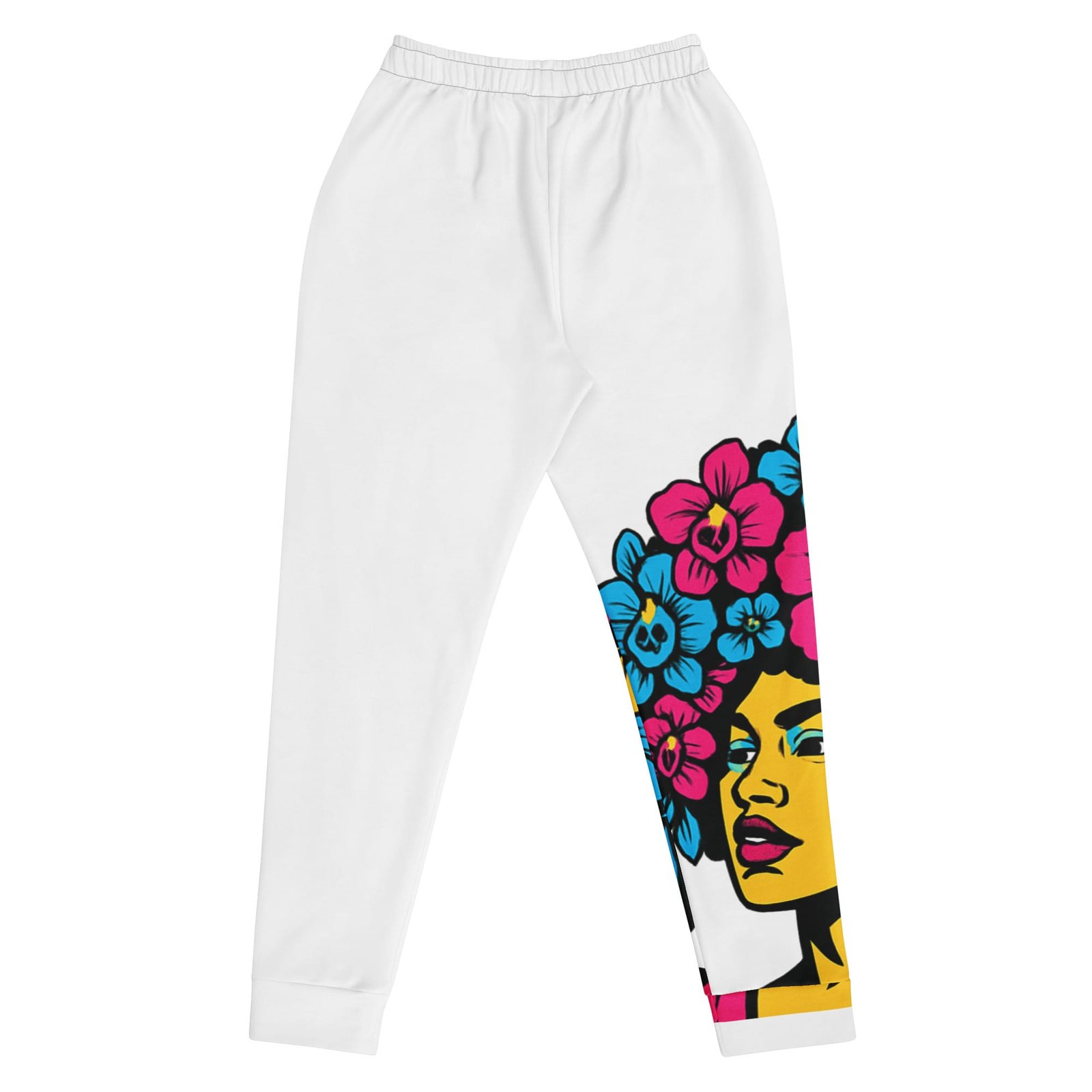Women's Joggers Bold Afro Floral Pop Art Portrait-Original - Image 2