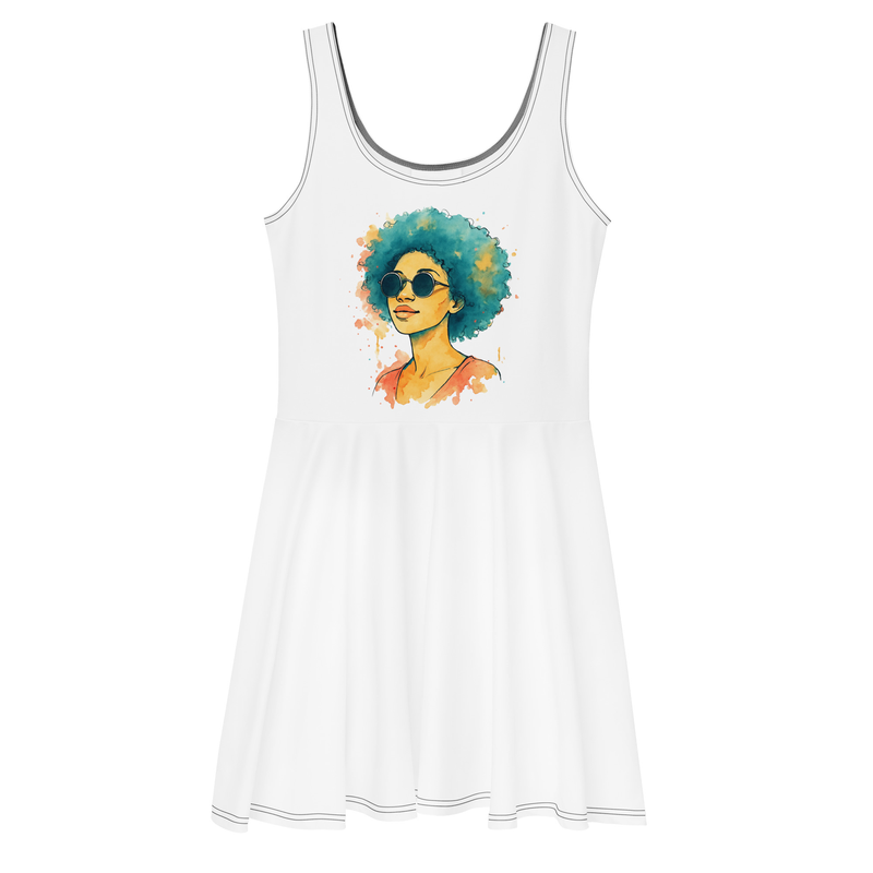 Skater Dress Sunset Vibes Woman with Afro & Sunglasses-Original