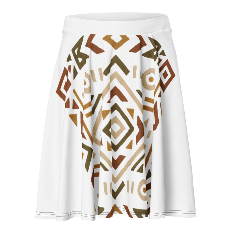 Skater Skirt Bold African Geometric Harmony in Earthy Tones-Original