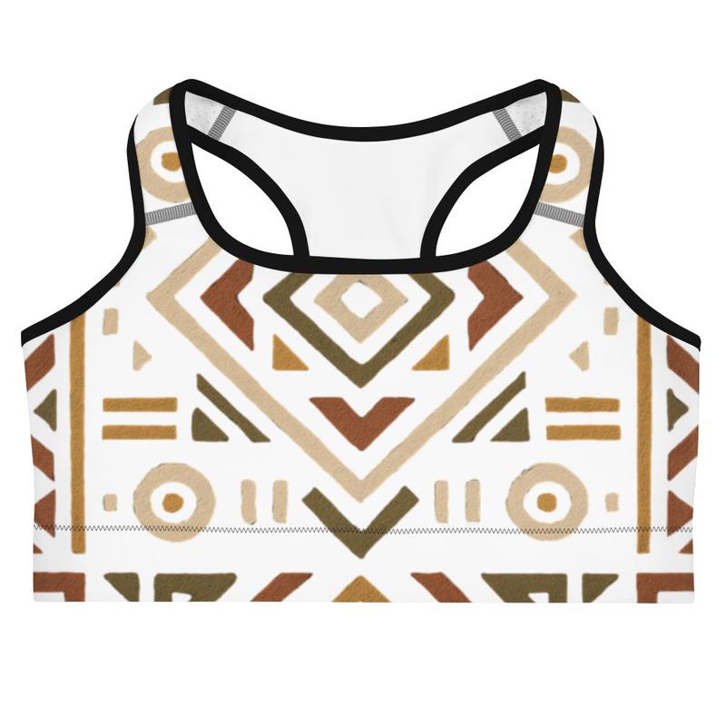 Sports bra Bold African Geometric Harmony in Earthy Tones-Original