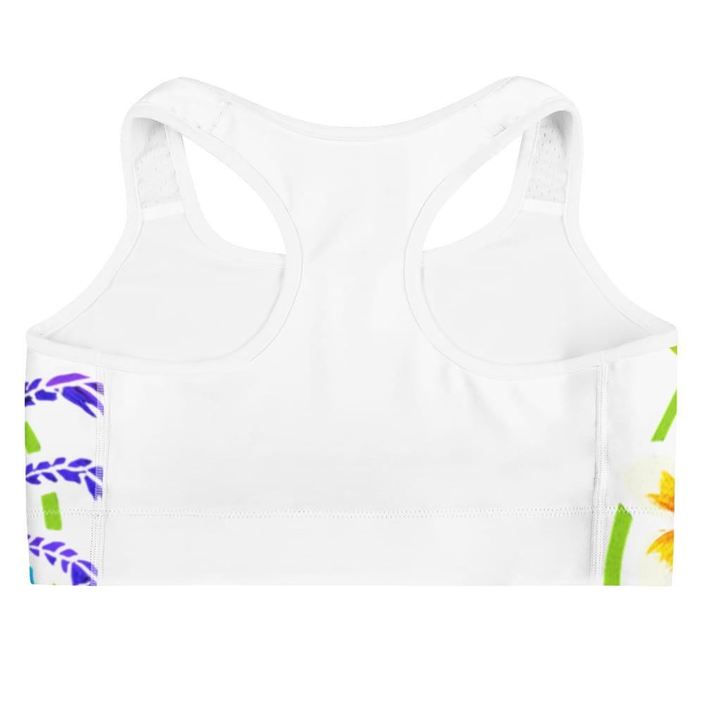 Sports bra Fierce Woman Bursting Through Tropical Blooms-Original - Image 2