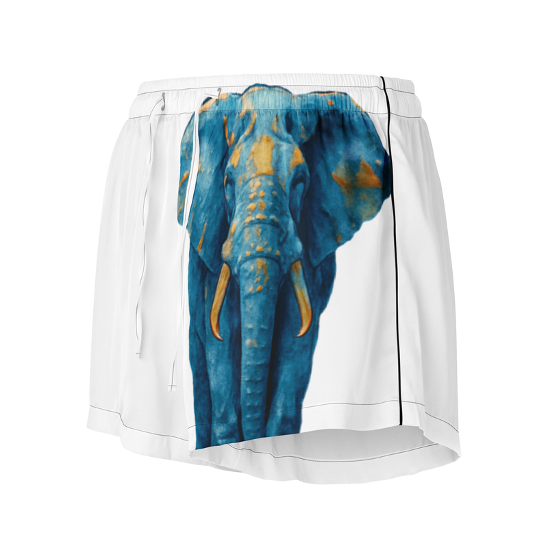 Women’s pajama shorts Indigo Elephant with Gold Brushstroke Glow-Original