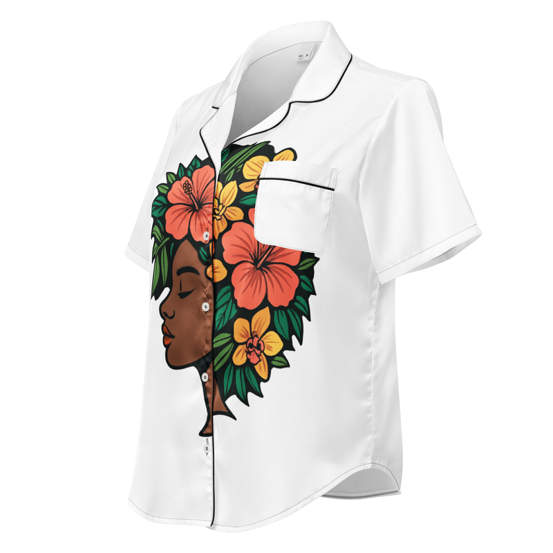 All-over print women’s short sleeve pajama top