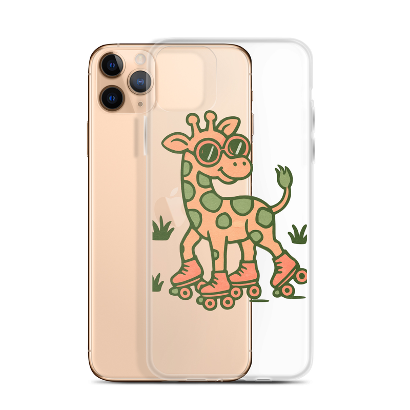 Clear Case for iPhone® Groovy Giraffe on Roller Skates with Round Shades-Original