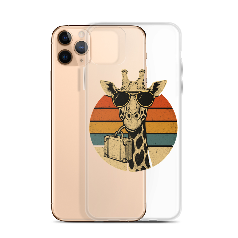 Clear Case for iPhone® Vintage Giraffe with Sunglasses & Suitcase Retro Sunset-Original