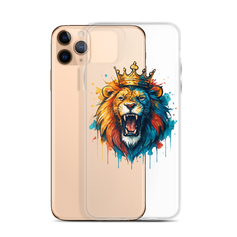 Clear Case for iPhone® Roaring Royal Lion Watercolor Splash-Original