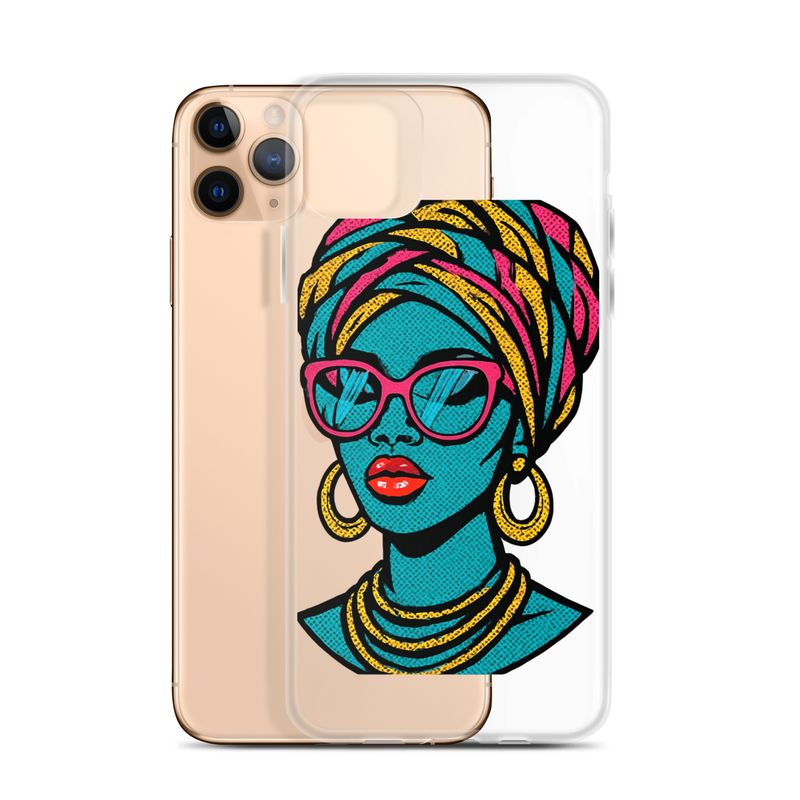 Clear Case for iPhone® Bold Pop-Art African Queen with Vibrant Turban-Original