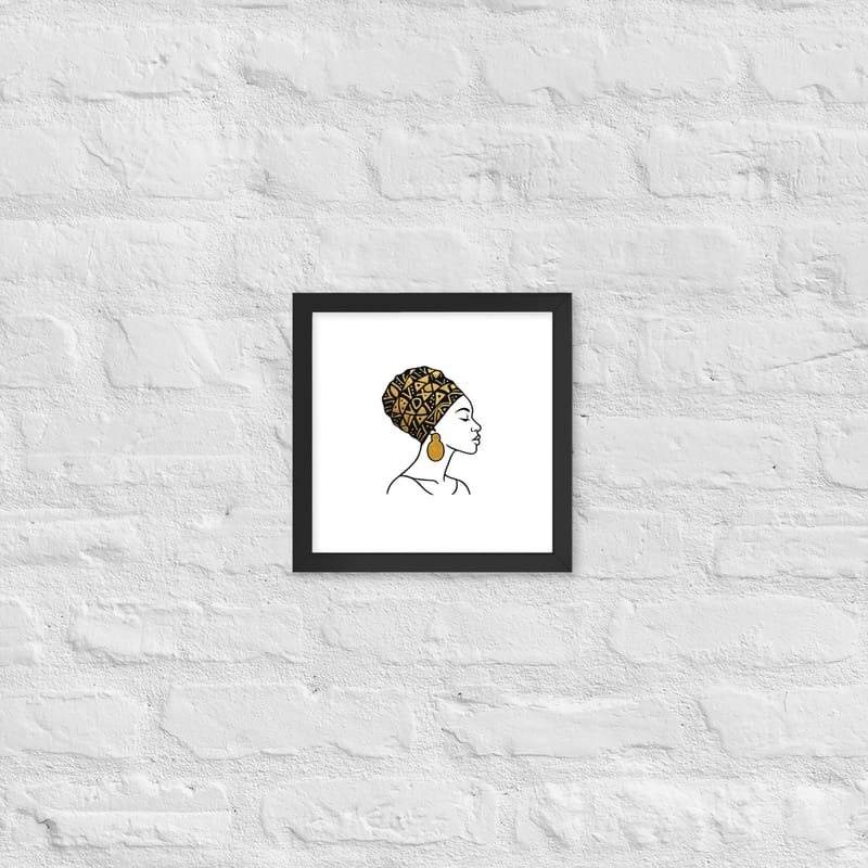 Framed poster Elegant Afro Profile with Gold-Patterned Headwrap-Original - Image 3
