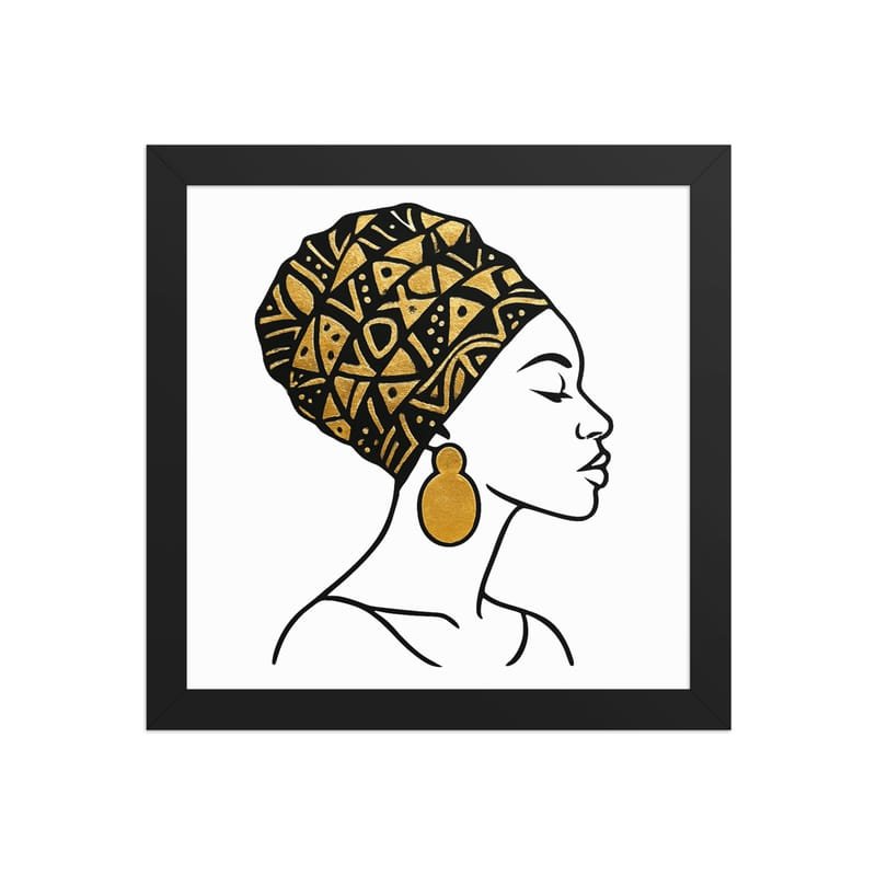 Framed poster Elegant Afro Profile with Gold-Patterned Headwrap-Original - Image 4