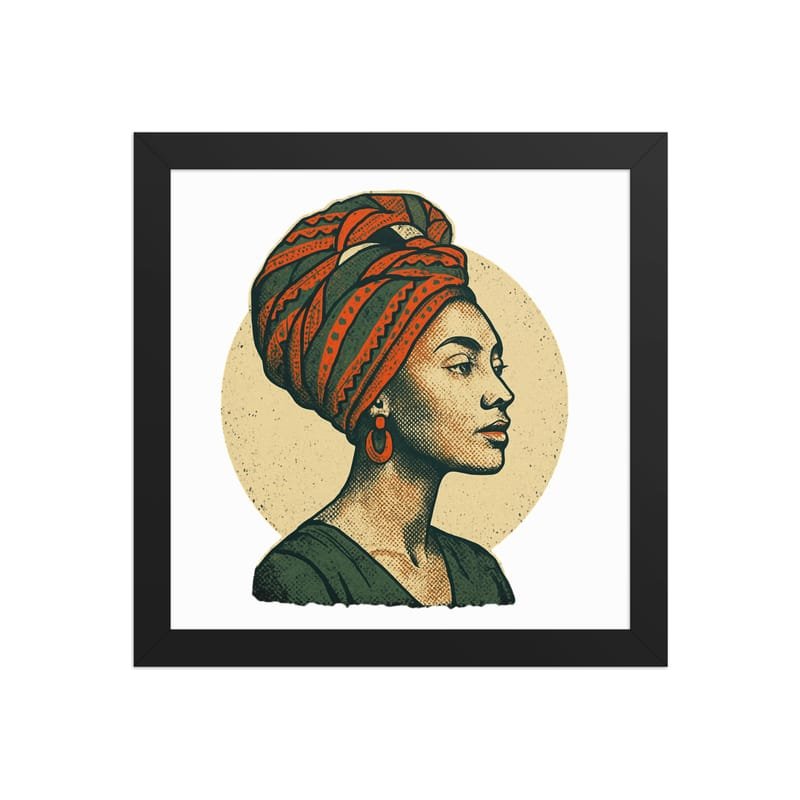 Framed poster Poised Lady in Vibrant African Wax Turban-Original - Image 4