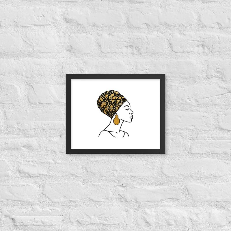 Framed poster Elegant Afro Profile with Gold-Patterned Headwrap-Original - Image 4