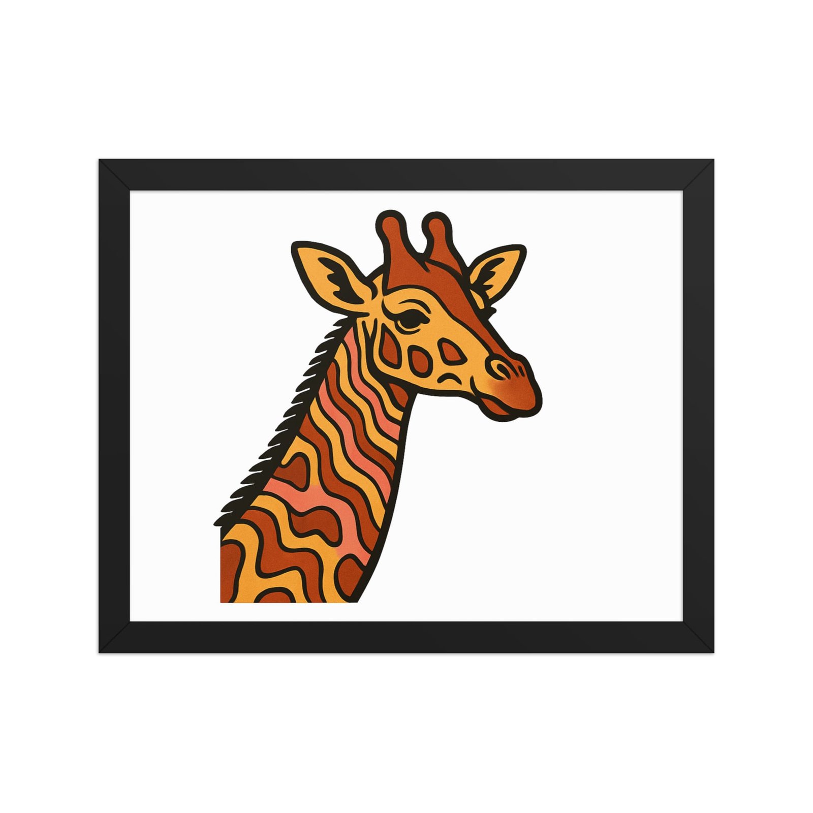 Framed poster Psychedelic 70s Giraffe with Wavy Warm Stripes-Original - Image 3