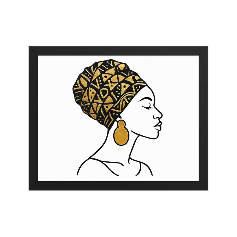 Framed poster Elegant Afro Profile with Gold-Patterned Headwrap-Original - Image 7