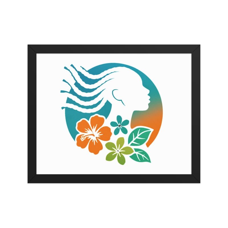 Framed poster Tropical Silhouette with Dynamic Braids & Flowers-Original - Image 3