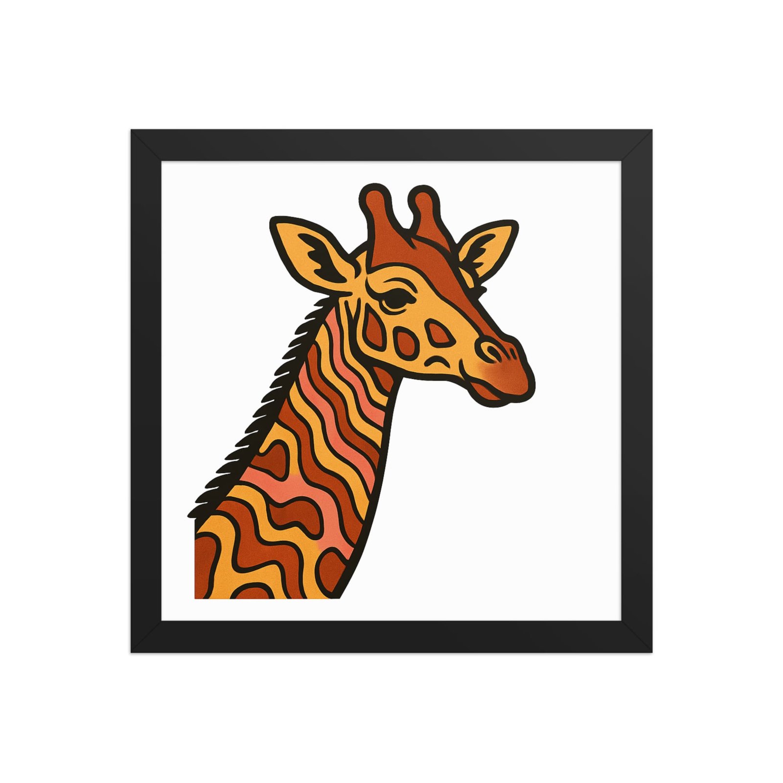 Framed poster Psychedelic 70s Giraffe with Wavy Warm Stripes-Original - Image 4