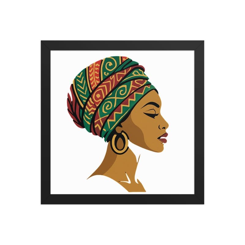 Framed poster Elegant African Woman in Vibrant Wax Headwrap-Original - Image 10