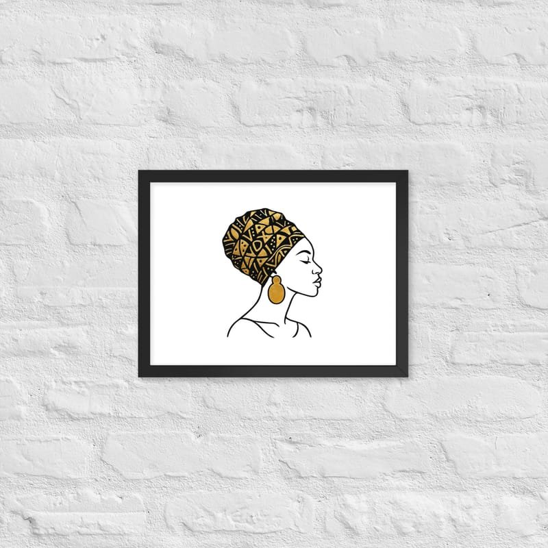 Framed poster Elegant Afro Profile with Gold-Patterned Headwrap-Original - Image 6
