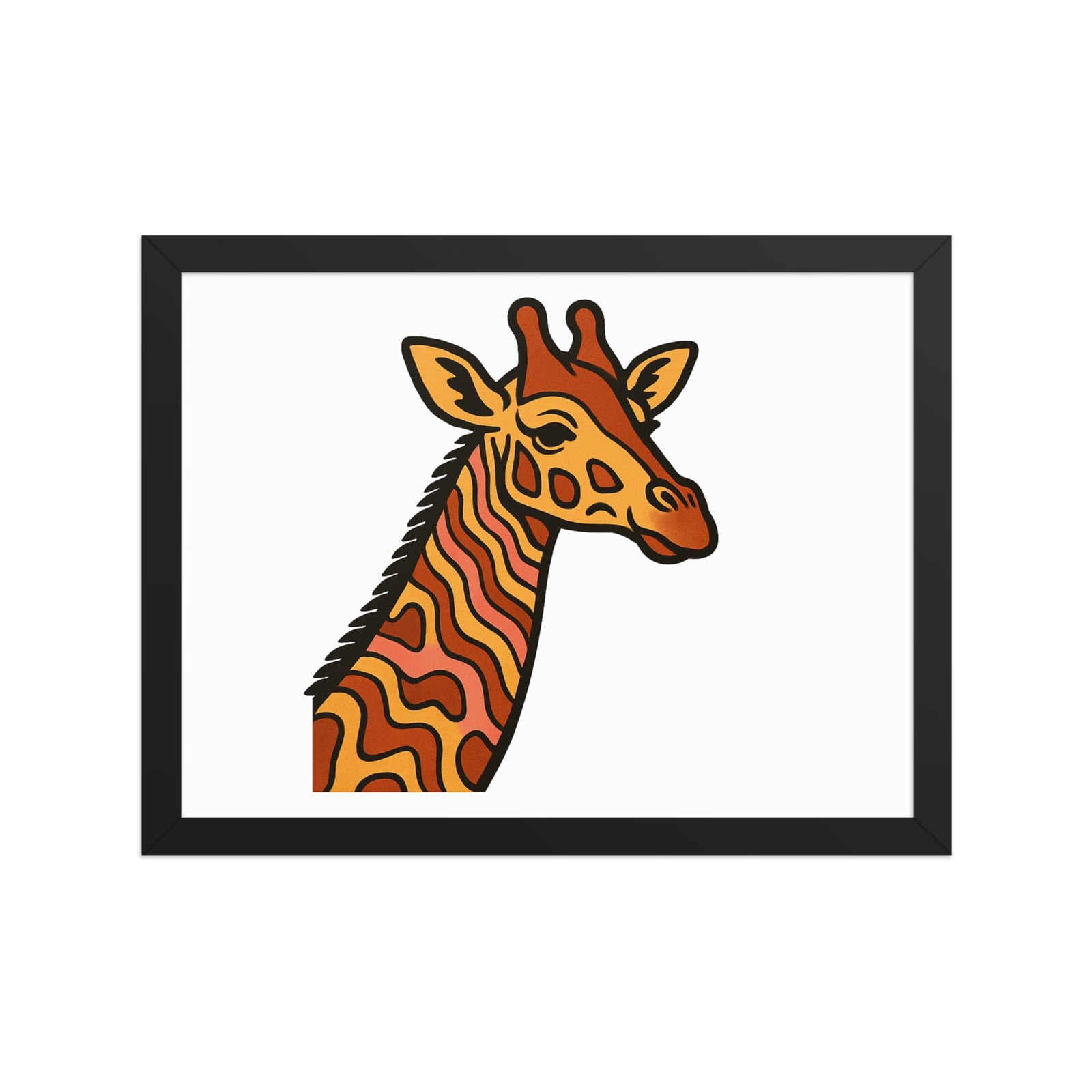 Framed poster Psychedelic 70s Giraffe with Wavy Warm Stripes-Original - Image 5