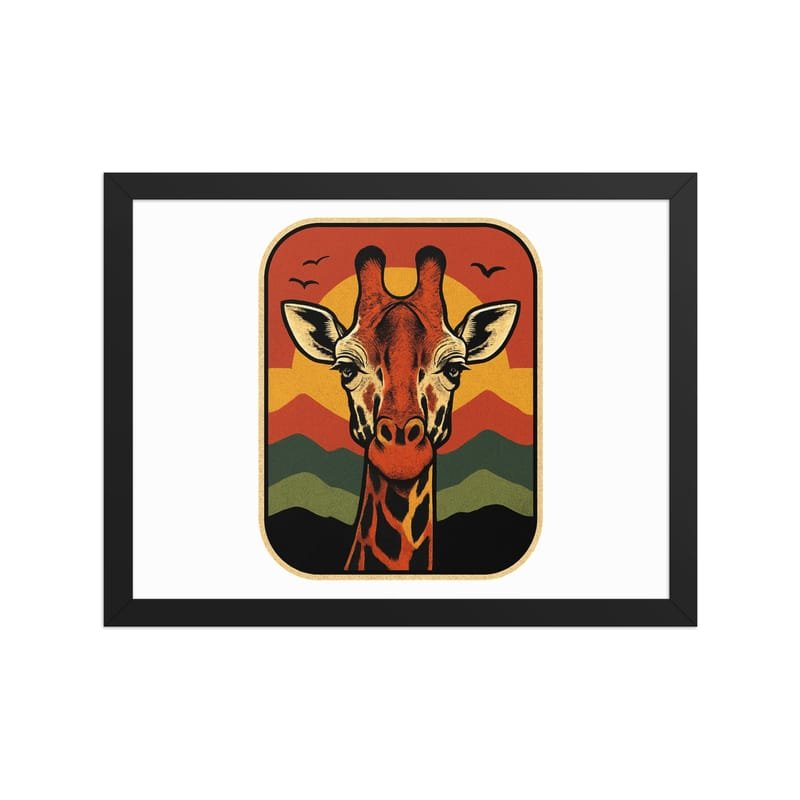 Framed poster Retro Sunset Giraffe Postcard Portrait-Original - Image 13