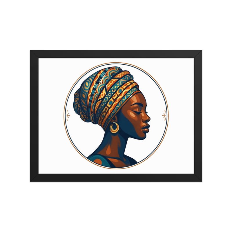 Framed poster Regal African Woman in Patterned Wax Turban-Original - Image 13